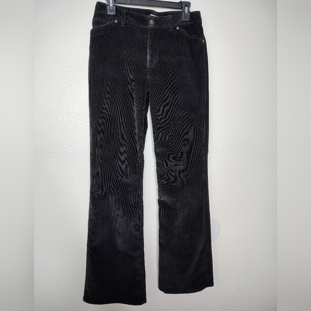 J. Jill Women's Black Stretch Corduroy Pants Sz 6 High Rise Straight Leg